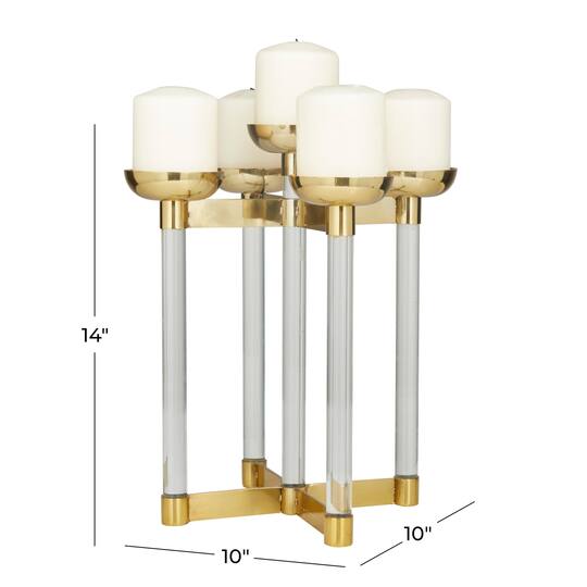 14" Gold Contemporary Candleholder